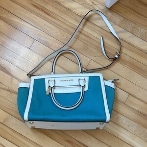 Michael Kors Blue and White Satchel
